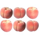 Vasefill Pack of 6 Artificial Peach Round Large Fake Fruits Six-Pieces Plastic Decorative Peaches Pink Fruit Duranzo