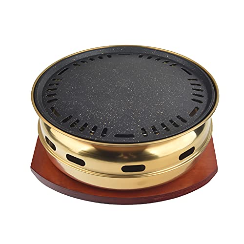 Barbacoa portátil de acero inoxidable, barbacoa coreana de carbón vegetal para interior y exterior para 6-10 personas (A)