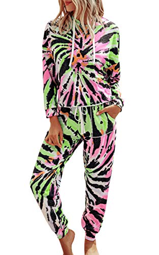 Angashion Womens Pajamas Set Long Sleeves Two-Pieces Pullover Tops and Pants PJ Joggers Sleepwear Loungewear Sets 2044Green Medium