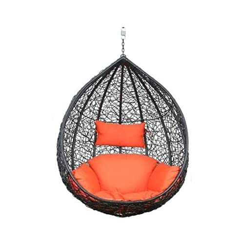 Image of Hammock Swing Chair Without Stand for Home, Hanging Swings for Indoor, Outdoor, Home, Patio, Balcony, Garden (Swing-Black,Cushion-Orange)
