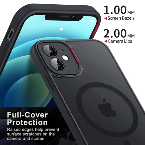 Image of Tobfit Magnetic Case for iPhone 12 Compatible with Mag Safe, Translucent Matte Back Slim Shockproof Phone Cover for iPhone 12