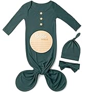 Baby Noah Newborn Knotted Gown, Ultra-Soft Silky Long Sleeve Sleeper, Unisex Coming Home Outfit S...