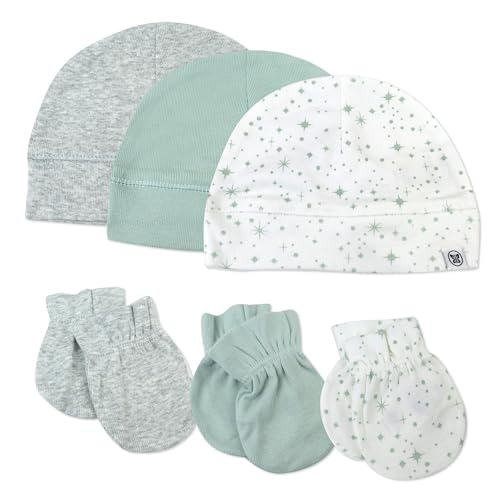 Image of HonestBaby Baby 100% Organic Cotton Multipack Cap Hats and No Scratch Mitts