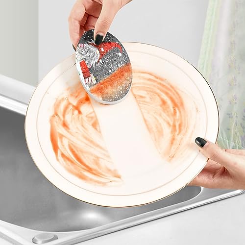Image of Christmas Gnome Scrub Sponges Kitchen Let It Snow Dish Sponges for Washing Dishes Non Scratch Reusable Compressed Cellulose Sponges Hanging for Household Cleaning 3 Pack