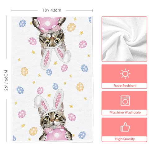 Artoid Mode DISHTOWEL-EASTER-4075-2PC-027 Pink Rabbit Ears Cat Eggs Happy Easter Kitchen Towels Dish Towels thumb #5