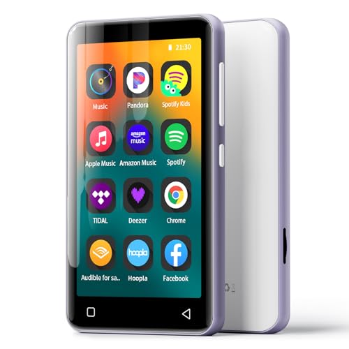 innioasis 80GB MP3 Player with Bluetooth and WiFi, MP3 Player for Kids with Spotify, Spotify Kids, Pandora, Audible, 4.0' Touch Screen Music Player with Parental Controls, Up to 1TB (White+ Purple)