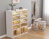 Italia Magazzini Scarpiera Doppia Salvaspazio in Plastica, Componibile con 5 Ripiani, Ante Magnetiche, Indipendente, 35x50x110 cm, Bianco, Moderno, Non Richiede Montaggio