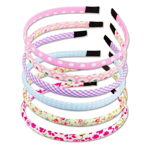 ZUWIJEQ Diademas de flores para niña pequeña, 6 uds., corona de flores, diadema de flores de algodón, diademas de poliéster multicolor, accesorios para el cabello, bebé para fiesta