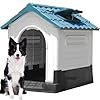 DWVO 33.1” Plastic Foldable Dog House for Small and Medium Dogs, Waterproof Folding Pet House with Adjustable Top Window and Elevated Base (33.1”L x 27.6”W x 30”H)