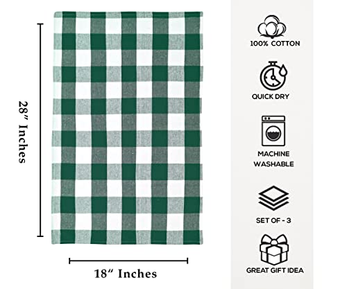 St Patrick's Kitchen Towels, Kitchen Towels Dish Towels Kitchen - Cotton Dish Towels - Green Dish Towels, Buffalo Checked Dish Towel 100% Cotton Linen Kitchen Towels Green And White Set Of 3 (18X28) #TOP6