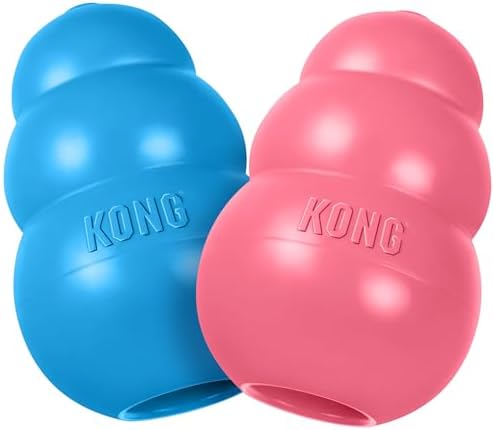 KONG Puppy Classic Toy – 2 Pack – Soft Natural Rubber for Teethin...