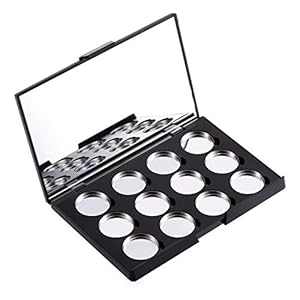 Allwon leeg magnetisch make-uppalet voor oogschaduw met spiegel en 12 stuks ronde metalen pannen van 26 mm