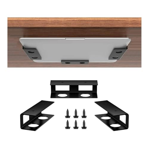 Soporte para portátil debajo del escritorio en aluminio negro con fieltro
