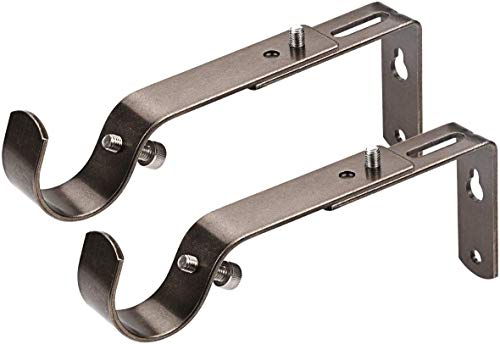 Curtain Rod Bracket Set of 4 for 1 Or 1 1/8 Inch Rods, Adjustable - Antique Silver