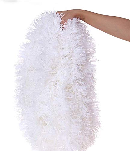 Ccinee 33Ft Christmas Tinsel Garland,White Metallic Garland For Christmas Tree Party Indoor Outdoor Decoration #TOP1