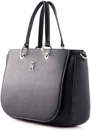 Tommy Hilfiger Damen Tasche TH Emblem Satchel mit Reißverschluss 