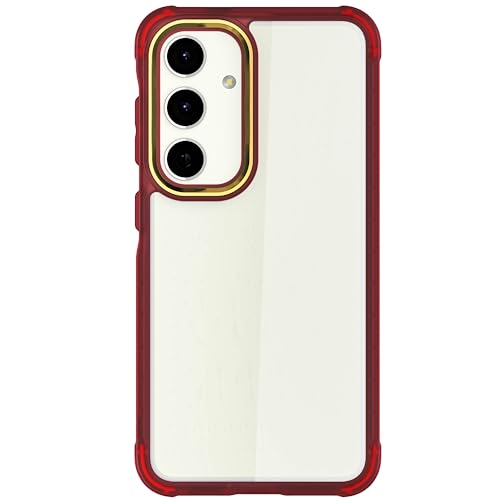 Image of Ghostek Covert Galaxy S24 Clear Phone Case with Military Grade Shockproof Protection, Non-Slip Grip, Protective Silicone Cover Designed for 2024 Samsung Galaxy S24 (6.2 inch) (Red)