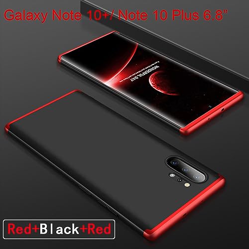Image of Case for Galaxy Note 10 Plus, 3-in-1 Ultra-Thin Slim Hard PC Case Cover Anti-Scratches 360 Degree Full Body Protective Cover for Samsung Galaxy Note 10+ Plus (Red+Black+Red)