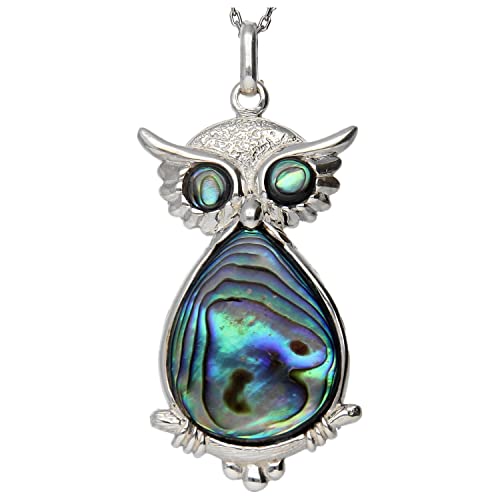 Pendentif chouette en nacre abalone et argent 925