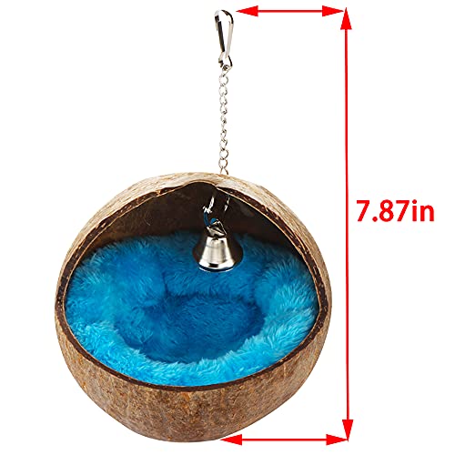 Vturboway 2 Pcs Natural Coconut Shell Bird Nest House Bed Breeding Nesting Anti-Pecking Bite With Warm Pad And Bell For Bird Parrot Budgie Parakeet Cockatiel Conure Lovebird Canary Finch thumb #5