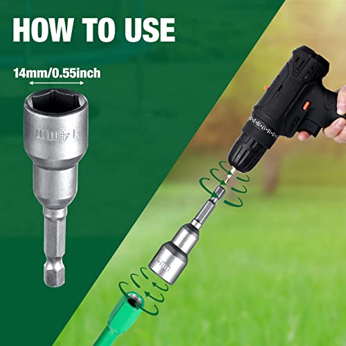 Tondiamo 18 Inch Long Ground Anchor Kit, 3 Inch Wide Helix, Heavy Duty Earth Augers Solid Steel Shaft with Drill Bit for Tents, Swing Sets, Securing Animals, Canopies, Sheds(Green, 6 Pcs) - Image 5