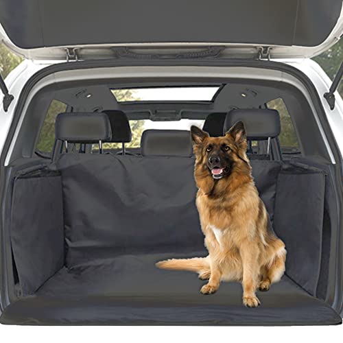 FINEVERNEK Telo Auto per Cani,Coperta Universale Protezione Bagagliaio Auto, Telo Auto per Cani Bagagliaio con Protezione Laterale, Impermeabile,Antivegetativa,Nero