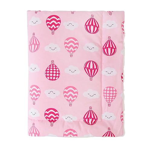 Saída de Maternidade Menina Raminho Rosa Enxoval Bebê Com Manta Sherpa Coberdrom Infantil 05 Peças (