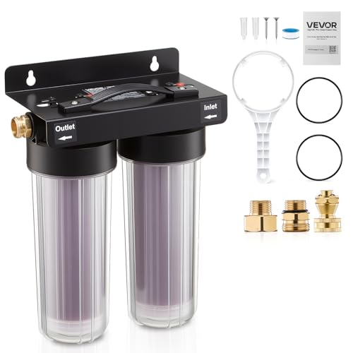 VEVOR Deionized Water System for Car Wash Spotless Car Wash Water System with 2 x 0.5L Color Changing Resin Spot-Free Deionized Water Filter for Cars RVs Motorcycles Windows