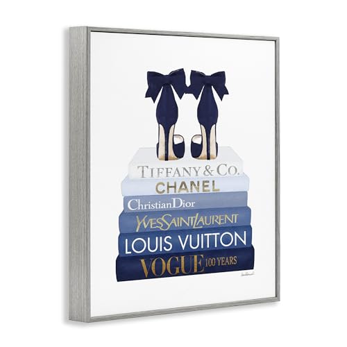Image of Chic Bookstack Heels Fashion, 11 x 14 Inch Framed Giclee Print | Stupell Industries . By Amanda Greenwood . Ready to hang . Great for bedroom or office . Made in USA
