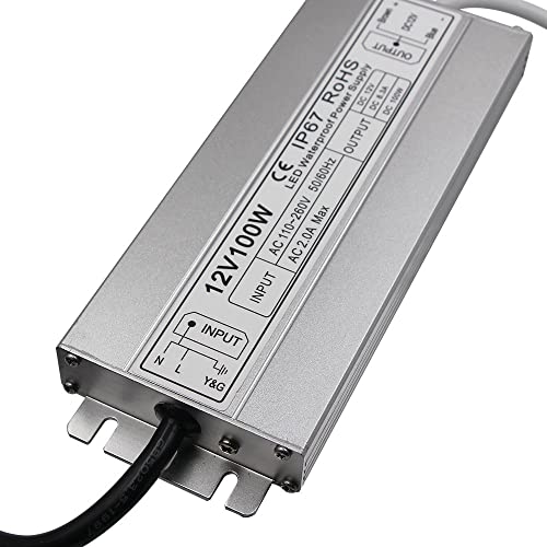 Led Driver Waterproof Ip67 Power Supply 100W 12V Dc 8.5A Transformer Thinner And Durable With Us 3-Prong Plug Plate For Outdoor Use #TOP3