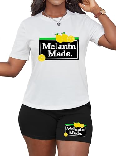 Hilinker Womens 2 Piece Short Sets Summer Outfits Graphic Short