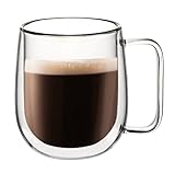 Huada Double Wall Insulated Glass Espresso Cup, 10 oz, Set of 1