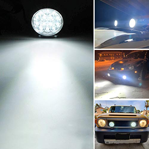 Zmoon Led Round Light Bar 2Pcs 4.5" 140W 14000Lm With Led Wring Harness(10Ft /2 Lead), Flood Light Off Road Fog Driving Light Bar For Jeep,Suv,Truck,Atv,Boat #TOP5