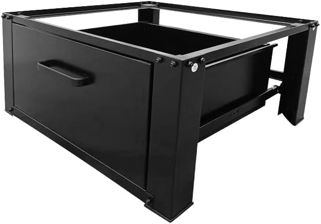 Image of 46448 Washing Machine Booster Seat - With Drawer - Heavy Duty Washing Machine Holder - Black