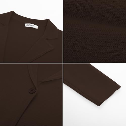 Image of GRACE KARIN Women Sweater Blazer Casual Work Croppped Cardigan Lightweight Button Front Short Knit Blazer Jacket S-XXL