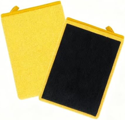 TTLCFP 2 PCS Car Clay Mitt, Anti-Scratch Auto Detailing & Polishing Clay Glove, Universal Soft Fine Grade Microfiber Clays Bar Mitt for Cars SUVs Motorcycles, Car Accessories (Yellow)