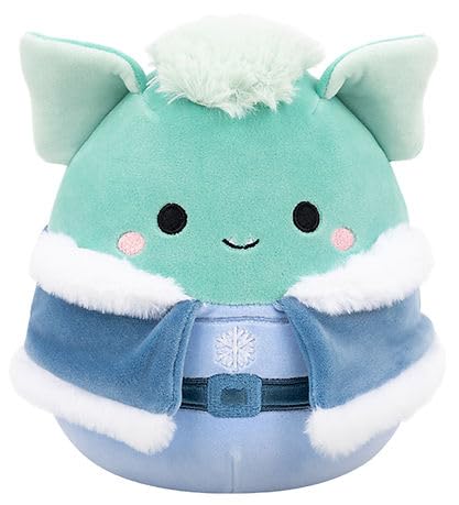 Squishmallows Peluche originale Troye le troll bleu sarcelle en tenue d'hiver ? Jouet en peluche à collectionner pour enfants, jouets en peluche mignons pour filles et...