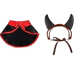 Elegant little tail Halloween Dog Costume 2 Pack Cute Cat Dog Cape Cosplay Devil Hat Headband Adjustable Vampire Cloak Demon Hair Hoop Funny Pet Cape Outfits for Small Medium Dogs Holiday Supplies