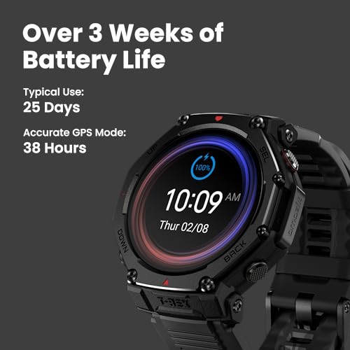 Image of Amazfit T-Rex 3 Pro Outdoor Smart Watch 48mm Sapphire AMOLED Display with Flashlight, Ti Bezel, Dual Band GPS, Offline Maps, 25 Days Battery, 10 ATM, 180+ Sports Mode for Android & iPhone, Black Gold
