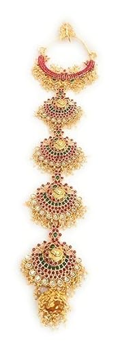 Gold Plated Moon Shaped Lakshmi Bridal Wedding Hair Braid Choti