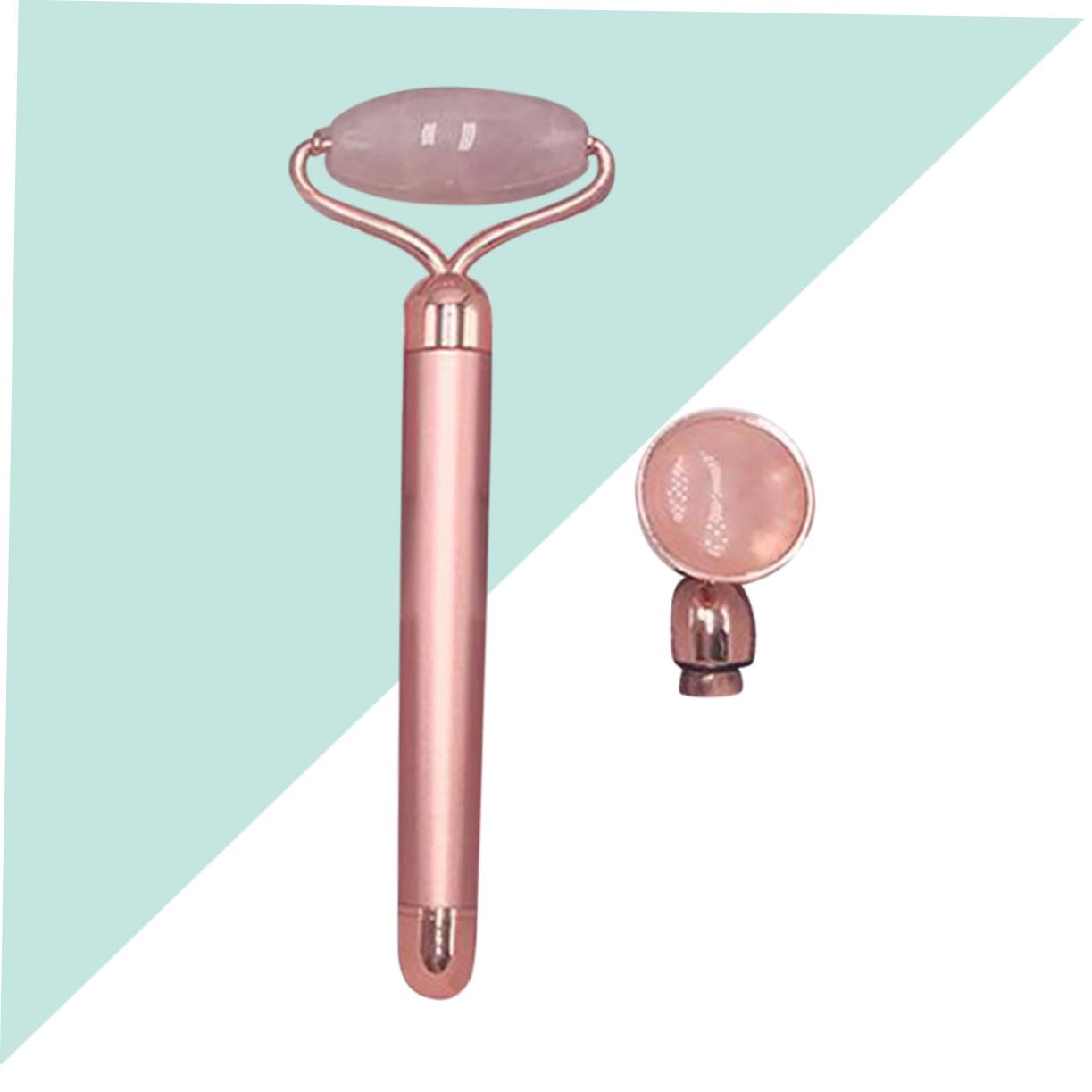 Rodillo de Jade Vibratorio para Masaje Facial Herramienta de Belleza para Afinar y Reafirmar el Rostro Diseño Ergonómico Portátil Rosa Dorado Promueve Circulación y Piel Firme