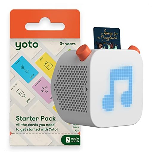 Yoto Player – Kids Audio Player & 7 Cards Starter Pack | Speaker Plays Content Cards with Bestselling Audiobooks & More | Includes Sleep Trainer, Clock, Nightlight All-in-One