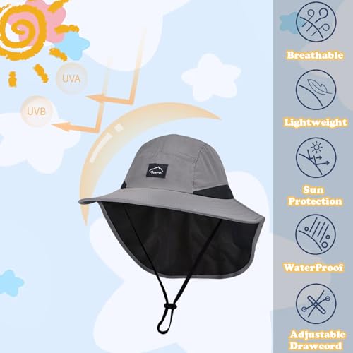 Image of ZOORON Kids Sun Hat with Neck Flap UPF 50+ Beach Hats for Baby Boys Girls