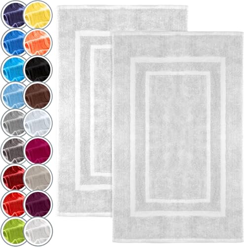 NatureMark Lot de 2 Tapis de Bain 50x80 cm – Coton Éponge 800 g/m² – Tapis Salle de Bain...