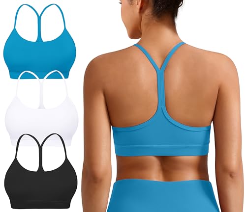 MIRITY 3er Pack Damen Sport-BH mit Polsterung – Y-Rücken Racerback, Spaghetti Top für niedrige Belastung Yoga