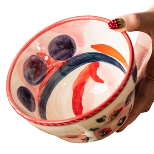 Ceramic Bowls - 5 Inch Aesthetic Stackable Microwave Safe, Chinese Bowls Microwave Safe, Cereal, Food, Lunch, Dinner, Meals, Noo