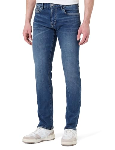 Armani Exchange Men's Essential, Patch Logo Lettering, dżinsy, niebieskie, 34, Blue Denim, 34
