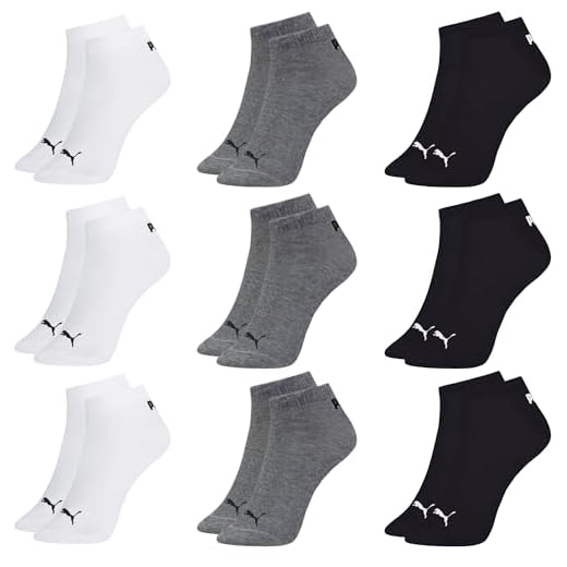 Puma Kit 9 Pares Meias Sapatilha Cano Curto Everyday Esportiva Masculino Adulto, 3 Brancos - 3 Preto - 3 Preto Mescla, 39-43