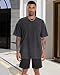 Oversized Tshirts for Men Short Sleeve Vintage Washed Basic Loose Tees, Solid Black, L