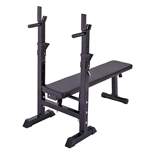 Sardoxx Adjustable Folding Fitness Barbell Rack & Weight Bench Set With Tilt Adjustment Function, Full Body Strength Training, For Home Gym Black #TOP5